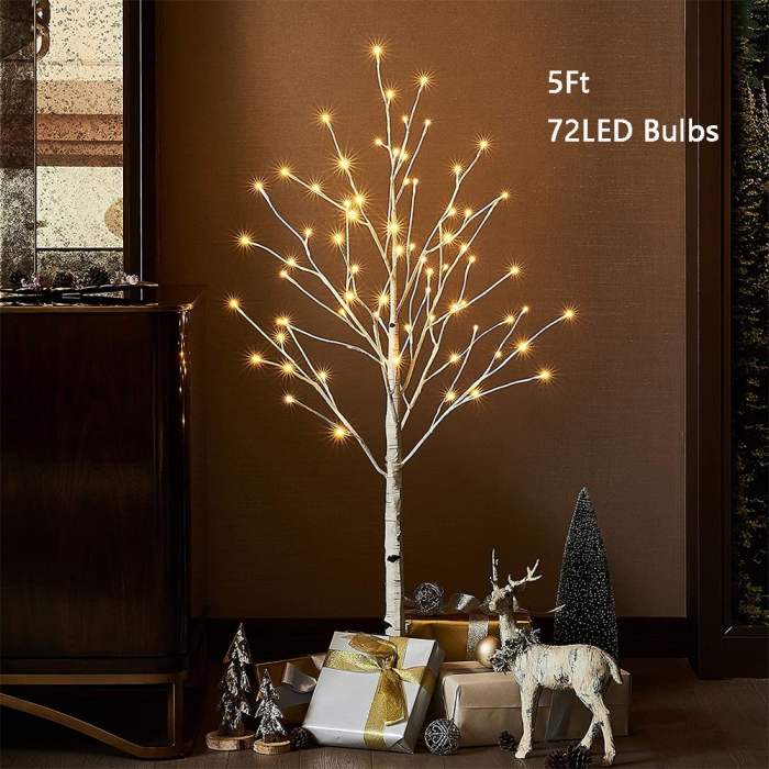 Birch tree branches lighted decor