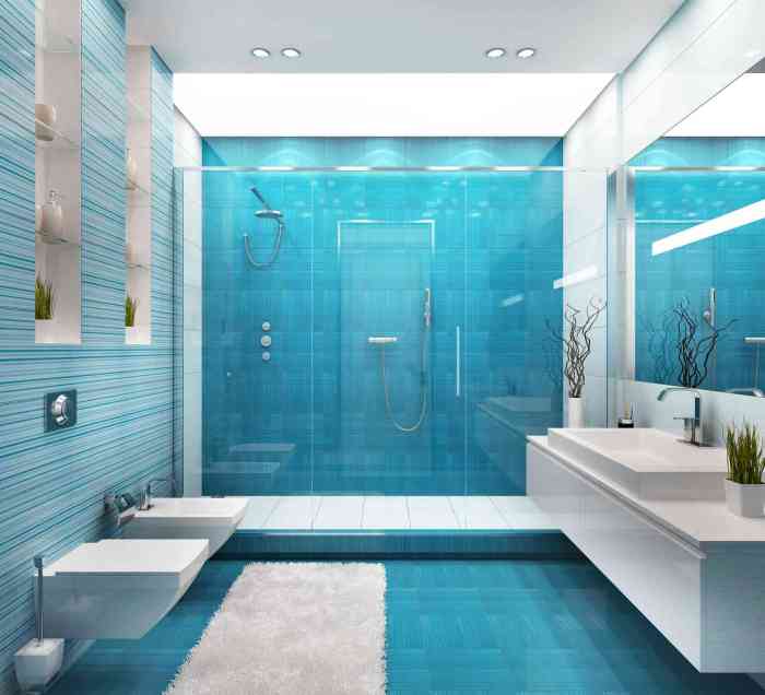 Bathroom decor for light blue walls