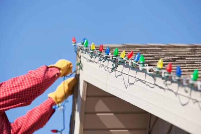 Christmas decor light installation