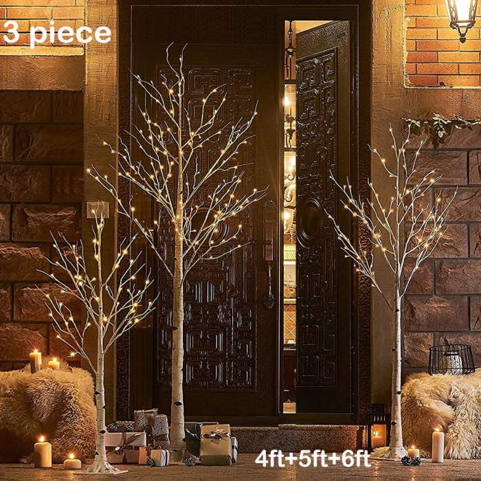 Birch tree branches lighted decor